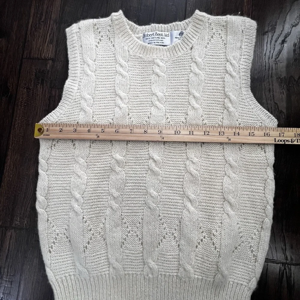 VTG Robert Scott Sweater Vest 34 S M‎ Lagenlook Shetland Wool Scotland Fisherman